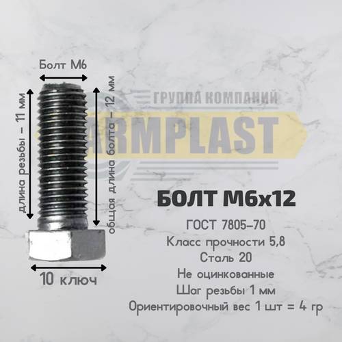 Болт М6-6х12