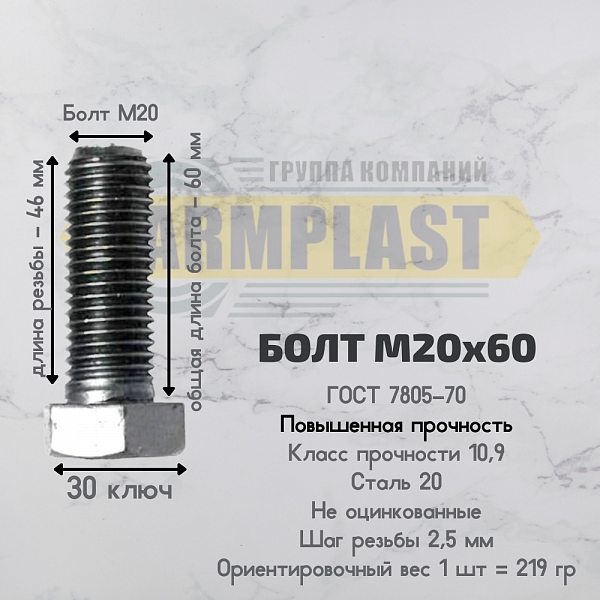 Болты М 20х60 ПП Болты М 20х60 ПП